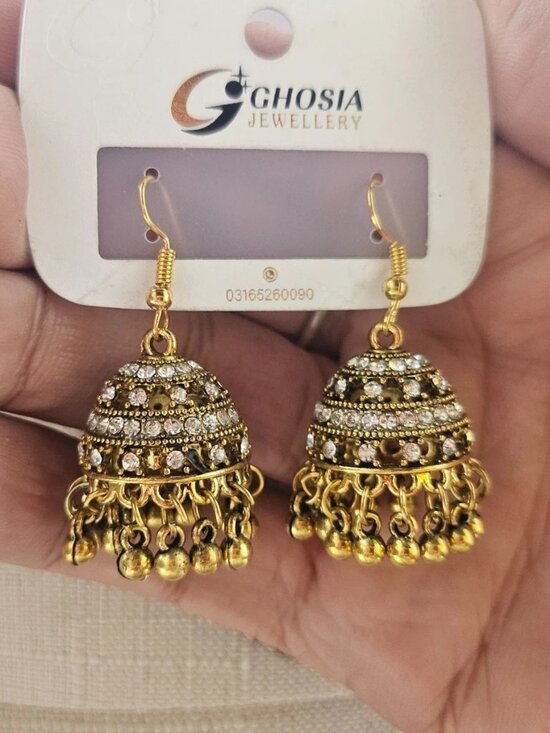 Jewelry - Women Earrings Gold Tone Fashion Jewelry Chandelier Jhumka Earrrings New defect